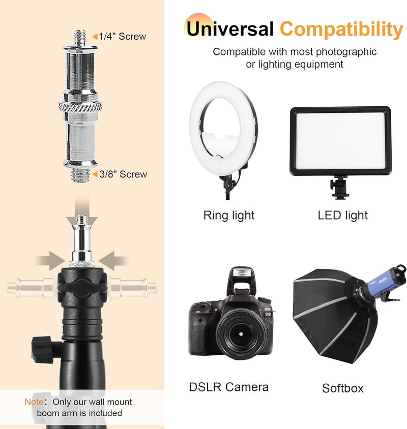 SITTO Store Ring Light Wall Mount 43inch/110cm, Triangle Boom Arm for Barbershop, Beauty Salon, Live Streaming, Tattoo, Photography Studio, Support 180° Rotation - Image 4